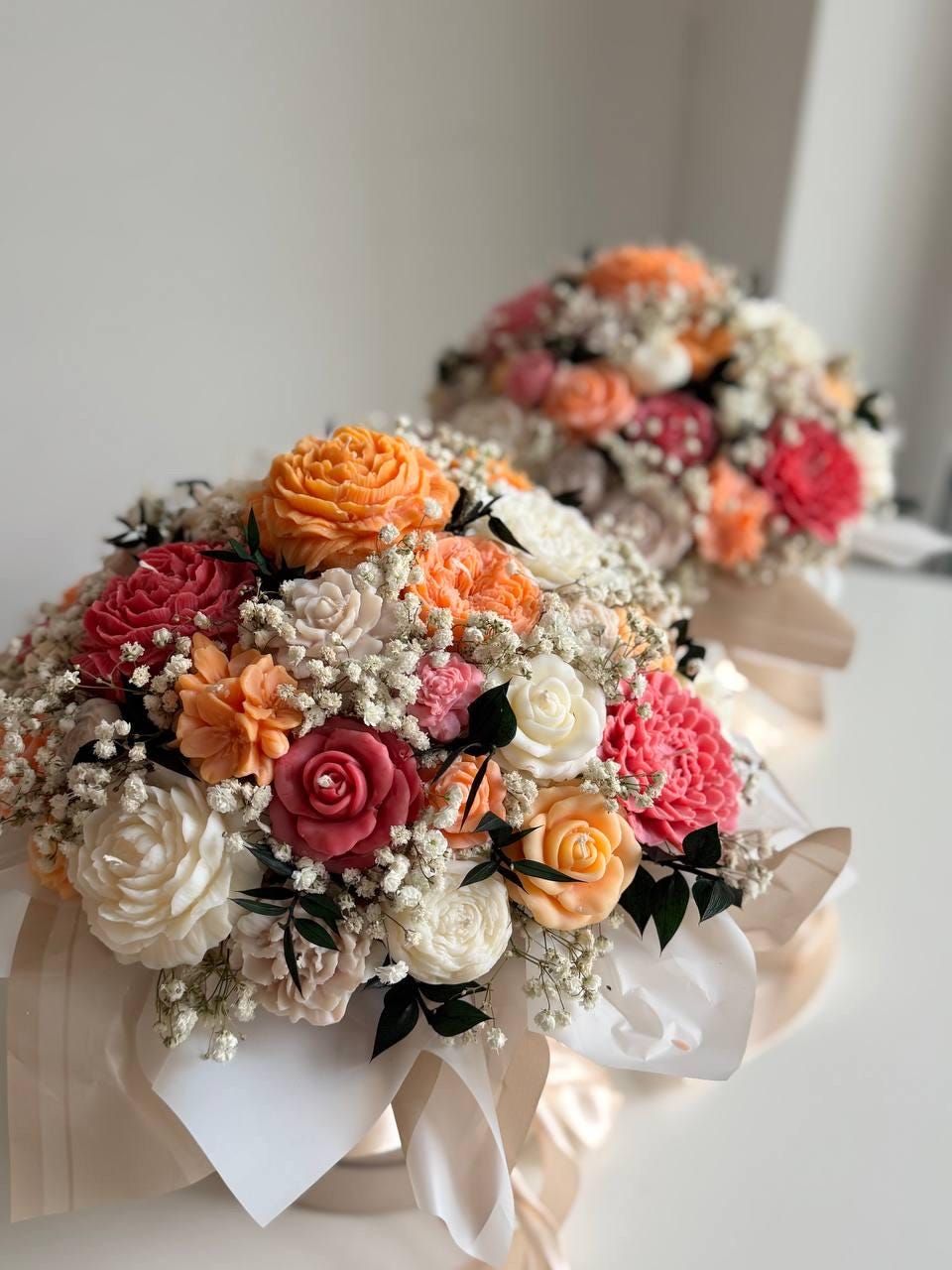 Velvet Roses – Large Wax Flower Bouquet (25 Mixed Wax Flowers)