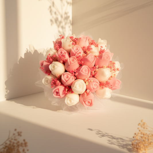 Golden Petals – Large Wax Flower Bouquet (30 Wax Roses Medium )