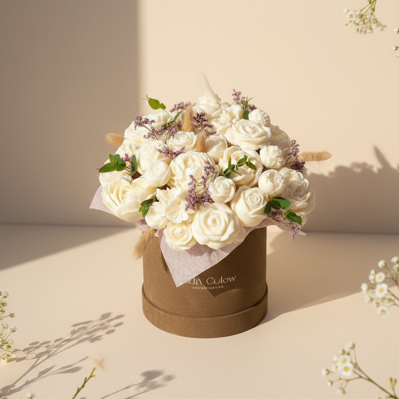 Pure Bloom Wax – Large Wax Flower Bouquet (30 Wax Roses Medium  )