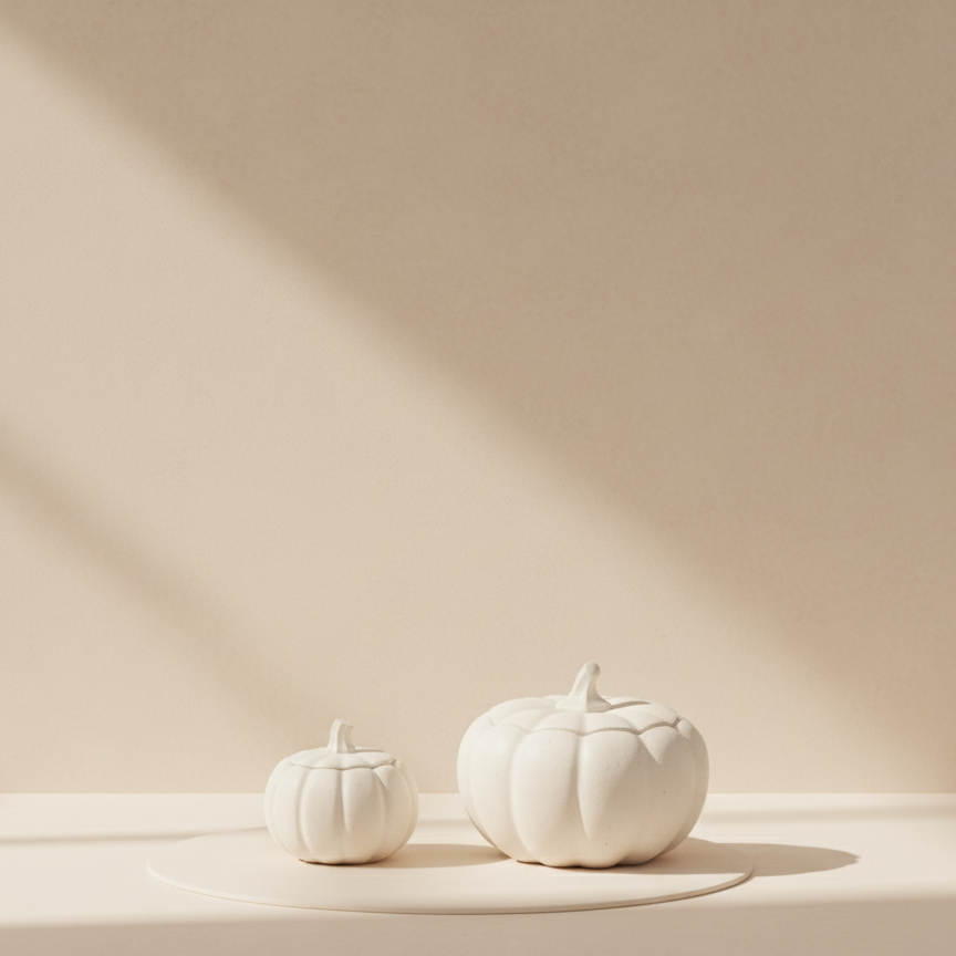 Gypsum Pumpkin Votives/Decor (2-Pc Set)