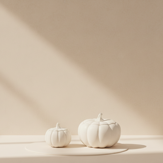 Gypsum Pumpkin Votives/Decor (2-Pc Set)