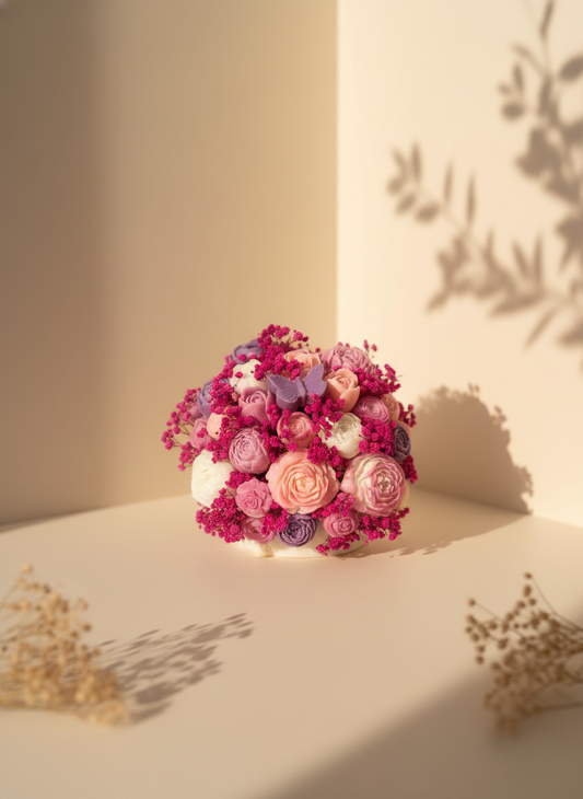 Rose Harmony – Large Wax Flower Bouquet (20 Mixed Wax Flowers)